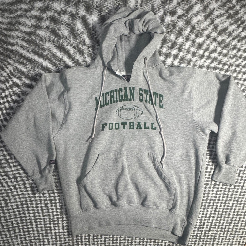 Jansport Michigan State Football Hoodie Mens Medium Gray Vintage MSU Spartans